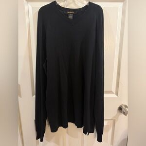 Men's Black V-Neck Silk Blend Sweater